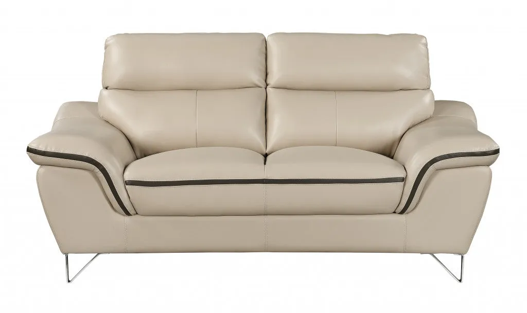 108" Charming Beige Leather Sofa Set By Homeroots