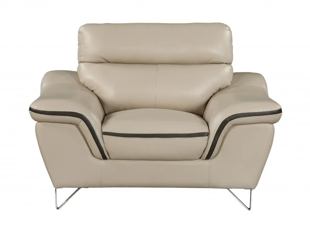 108" Charming Beige Leather Sofa Set By Homeroots