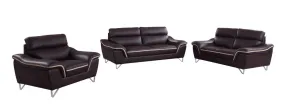 110" Charming Brown Leather Sofa Set By Homeroots