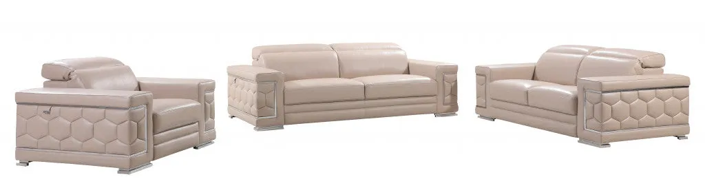 114" Modern Beige Leather Sofa Set By Homeroots