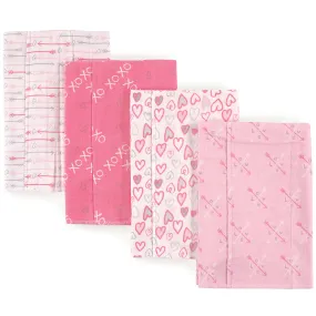 4-Pack Love Flannel Burp Cloths 01710