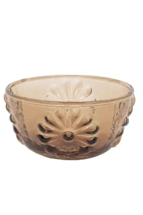 Flowers Glass Trinket Bowl- Smoke