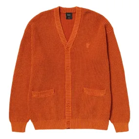 HUF COOLIDGE WAFFLE CARDIGAN-RUST