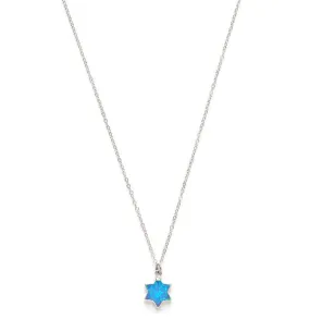 Opal and Sterling Star of David Necklace