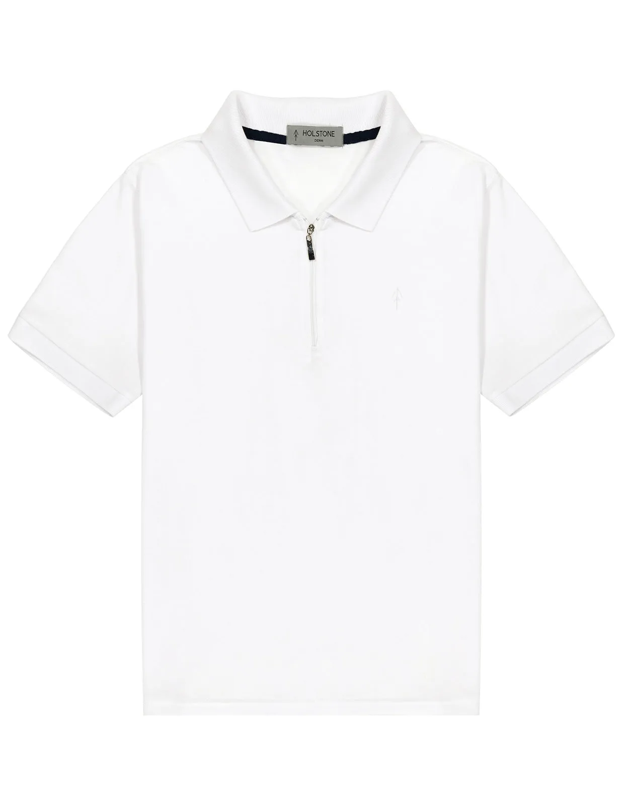 Playera Polo Con Cierre Holstone Slim Fit - Blanco