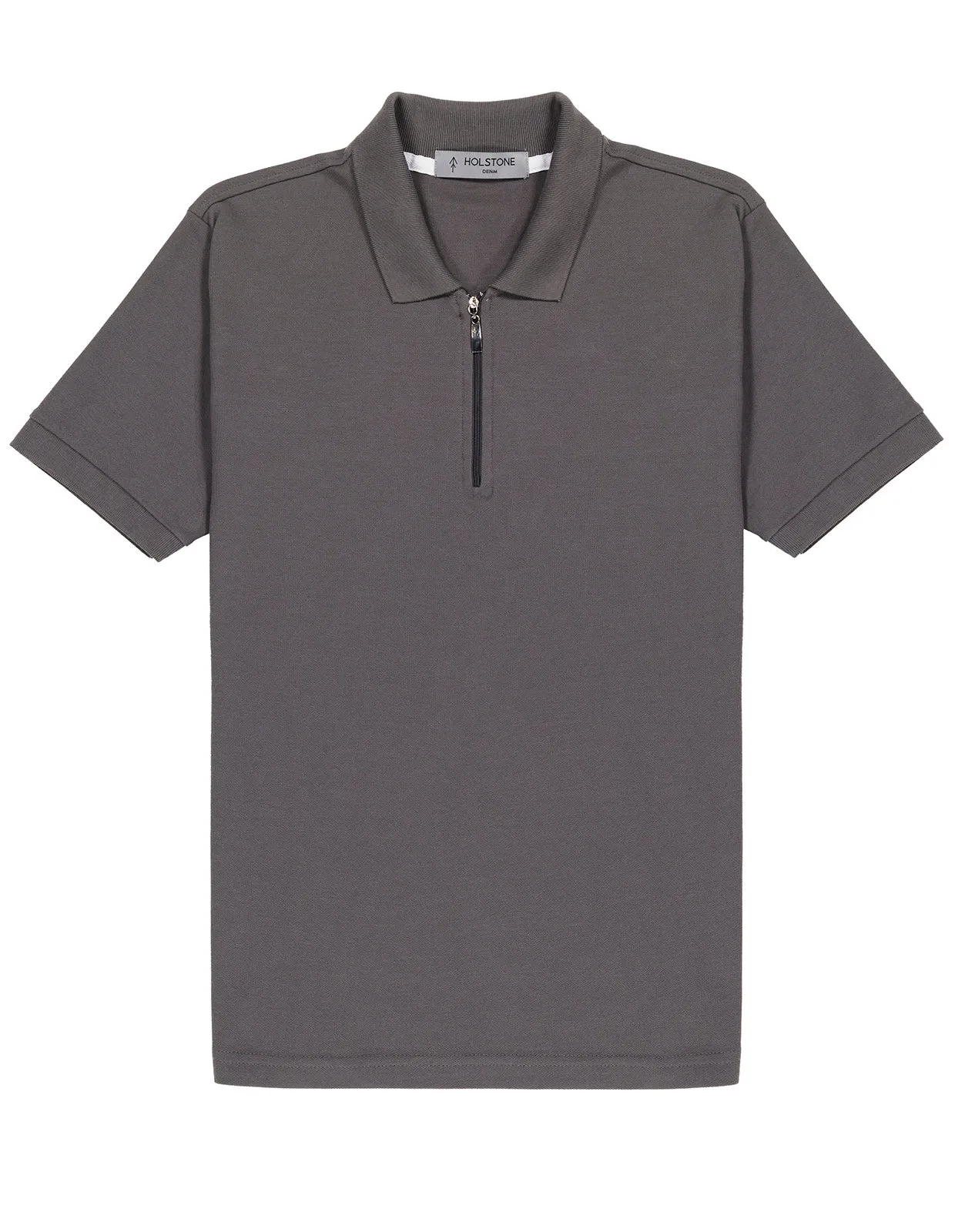 Playera Polo Con Cierre Holstone Slim Fit - Gris