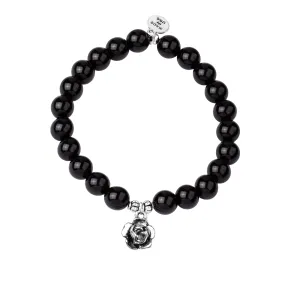 Rose | Stone Beaded Charm Bracelet | Onyx