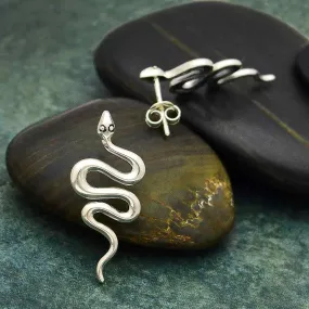 Sterling Silver Large Snake Studs