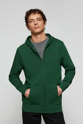 Sudadera verde botella de cremallera con capucha y logo Rigby Go